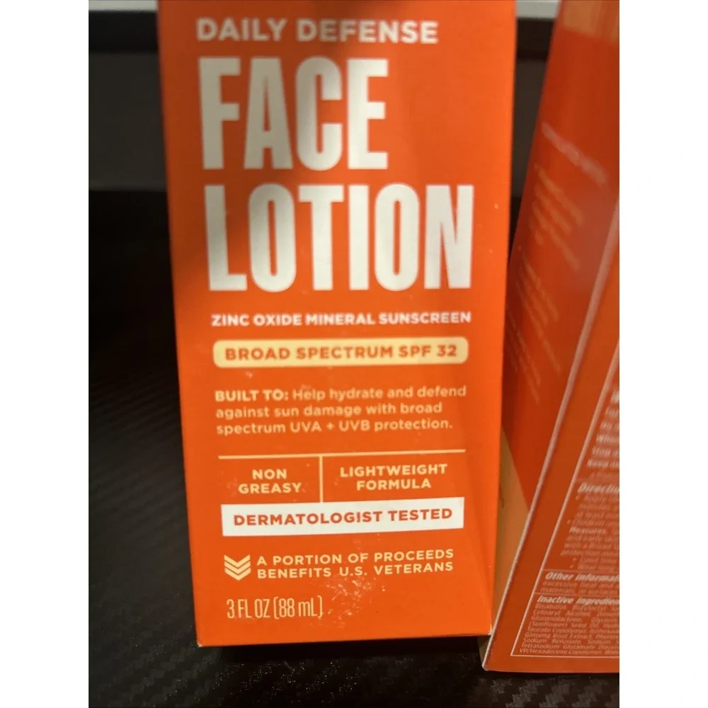 2 Duke Cannon Daily Defense Face Lotion SPF 32 Zinc Oxide Broad Spectrum Mineral